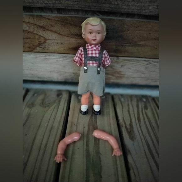 Vintage Celluloid Dancing German Boy Doll 1950s 50s Lederhosen - Picture 2 of 11
